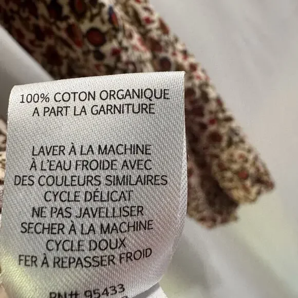 Toad & Co Manzana Peasant Top XS Ivory Red Floral Henley Long Sleeve Boho Hippie - Picture 7 of 11